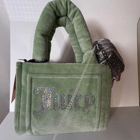 Juicy Couture Big Spender‎ 3 Pc Set Sage Green Mini  Tote Coin Purse Wristlet - Picture 1 of 7